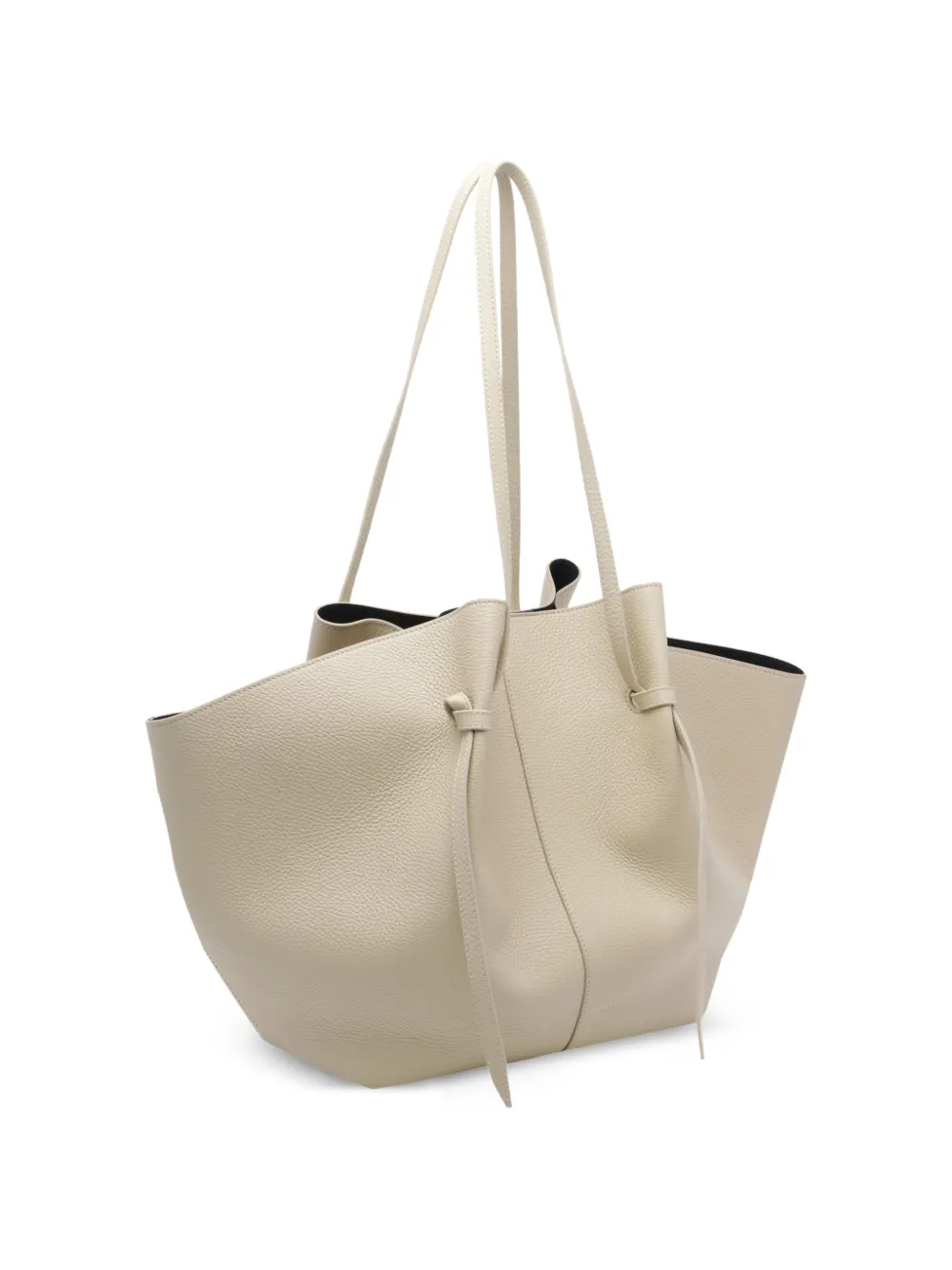 Yuzefi Mochi grote leren shopper met bewerkte korrel Beige
