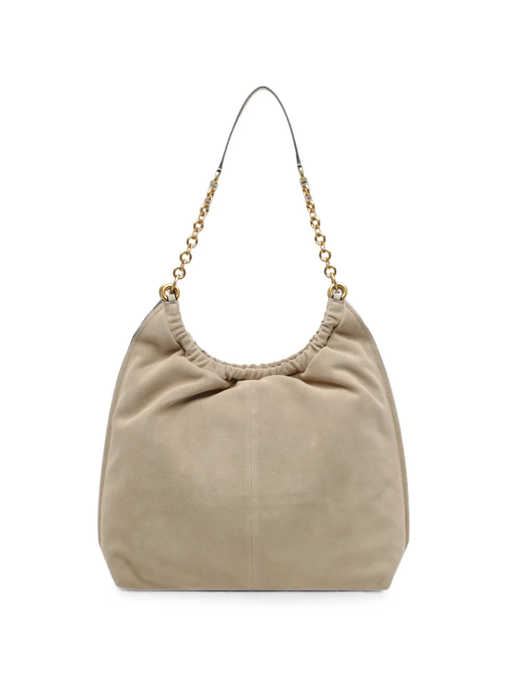 Michael Kors suede logo-charm shoulder bag Beige