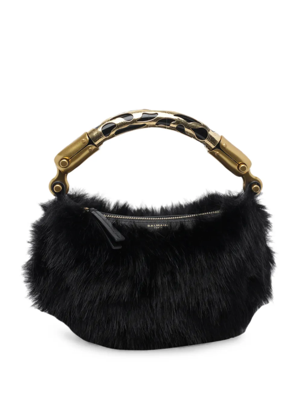 Balmain Borsa tote Ebene in pelliccia sintetica - Nero