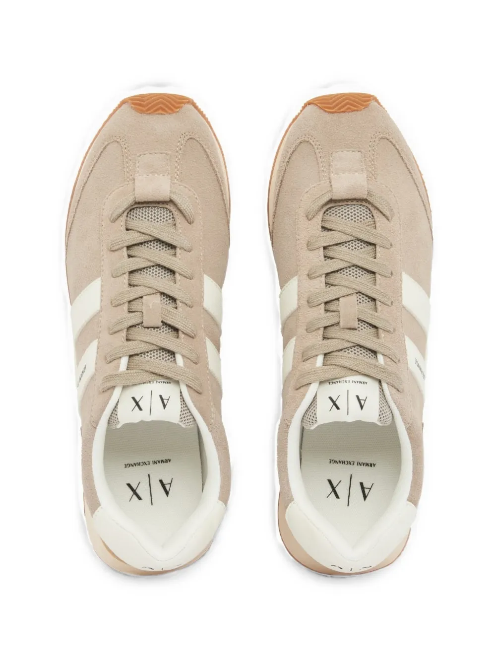 Armani Exchange logo-print panelled sneakers Beige
