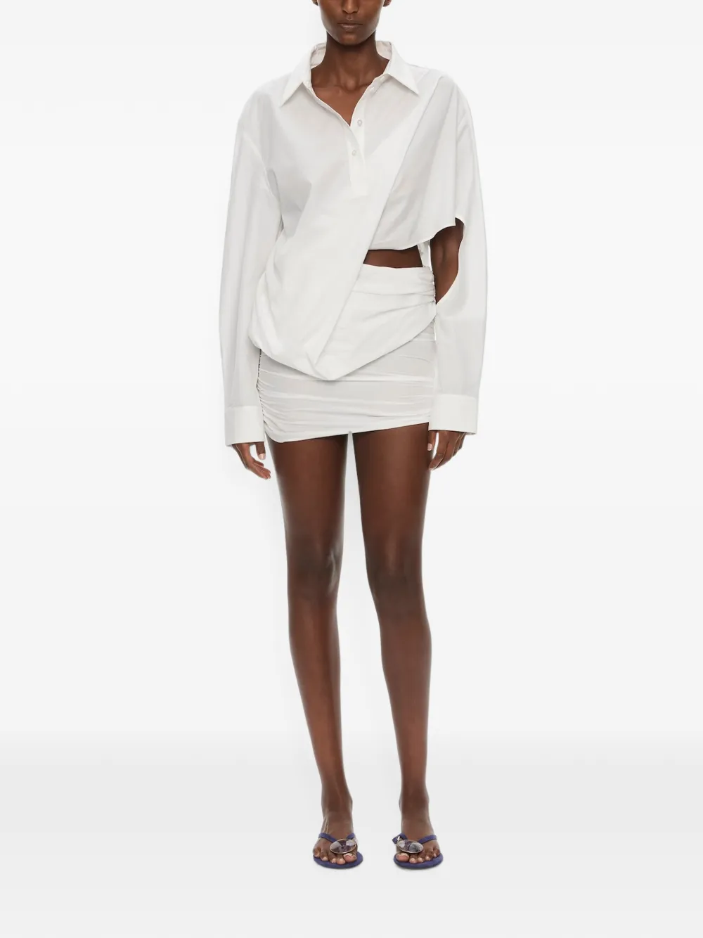 Christopher Esber Aiba gedrapeerde mini-blousejurk met uitgesneden details Wit