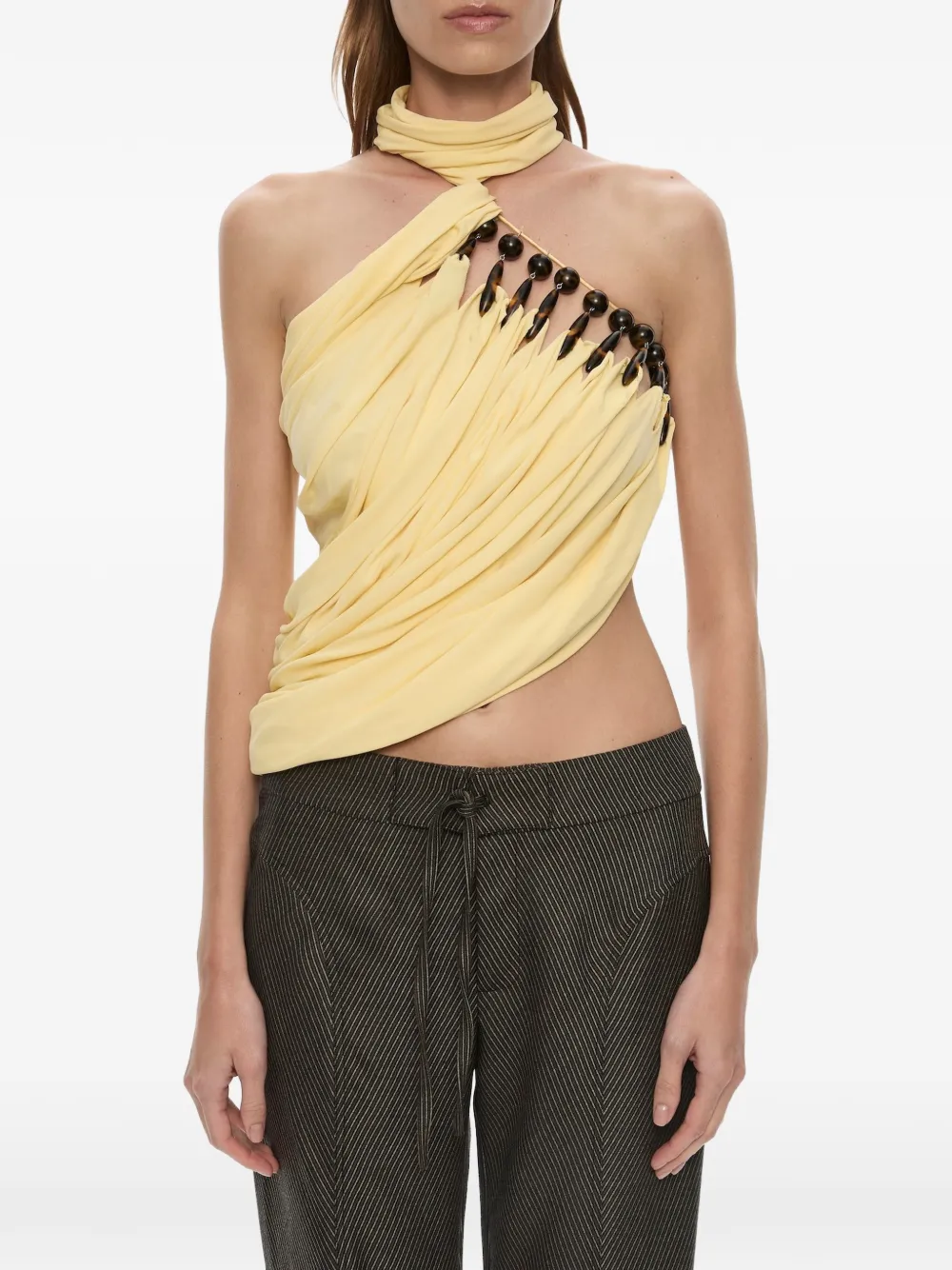 Christopher Esber Top Droplet con scollo all'americana - Giallo