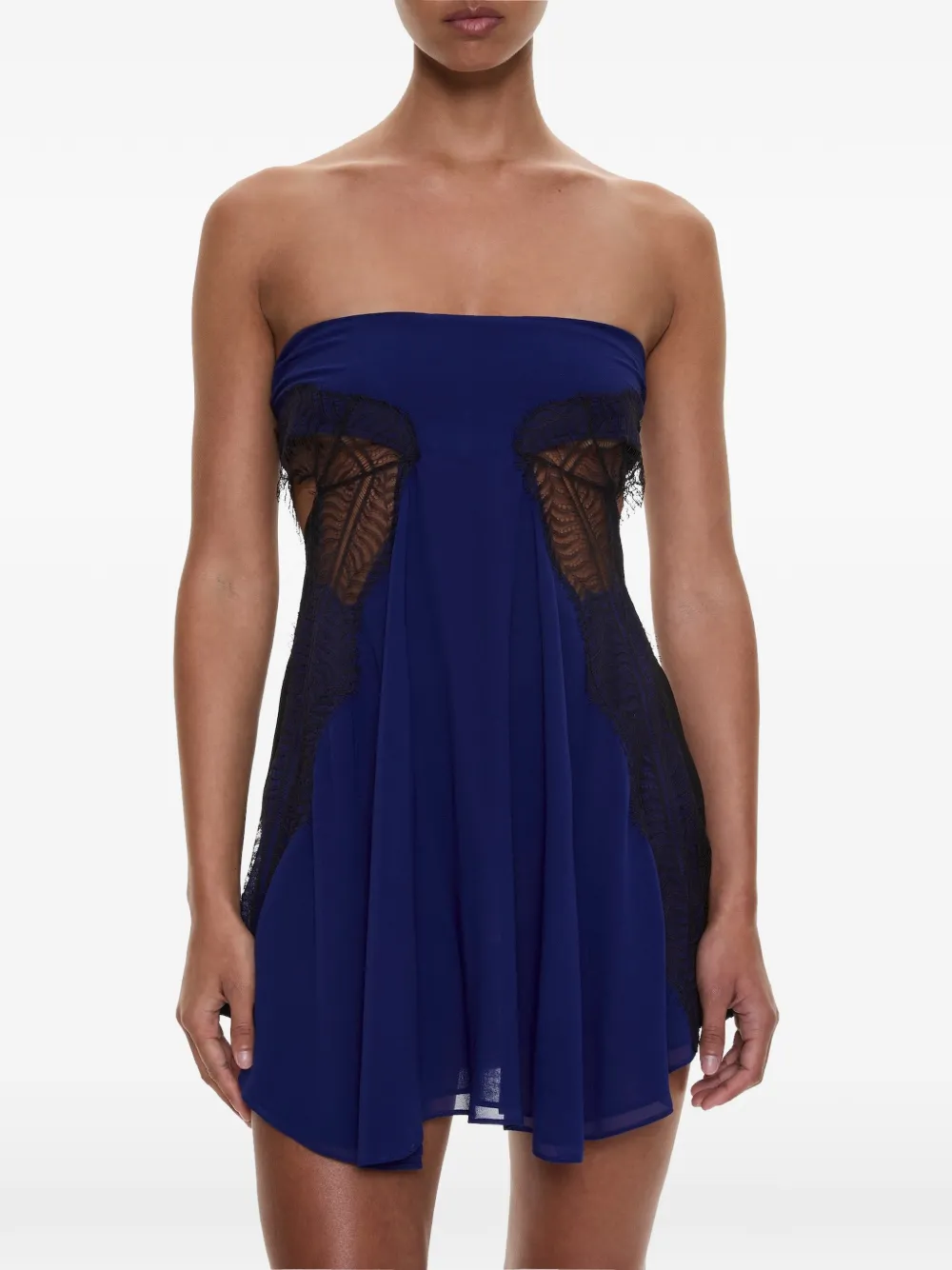 Christopher Esber Aira strapless mini-jurk met kanten afwerking Blauw