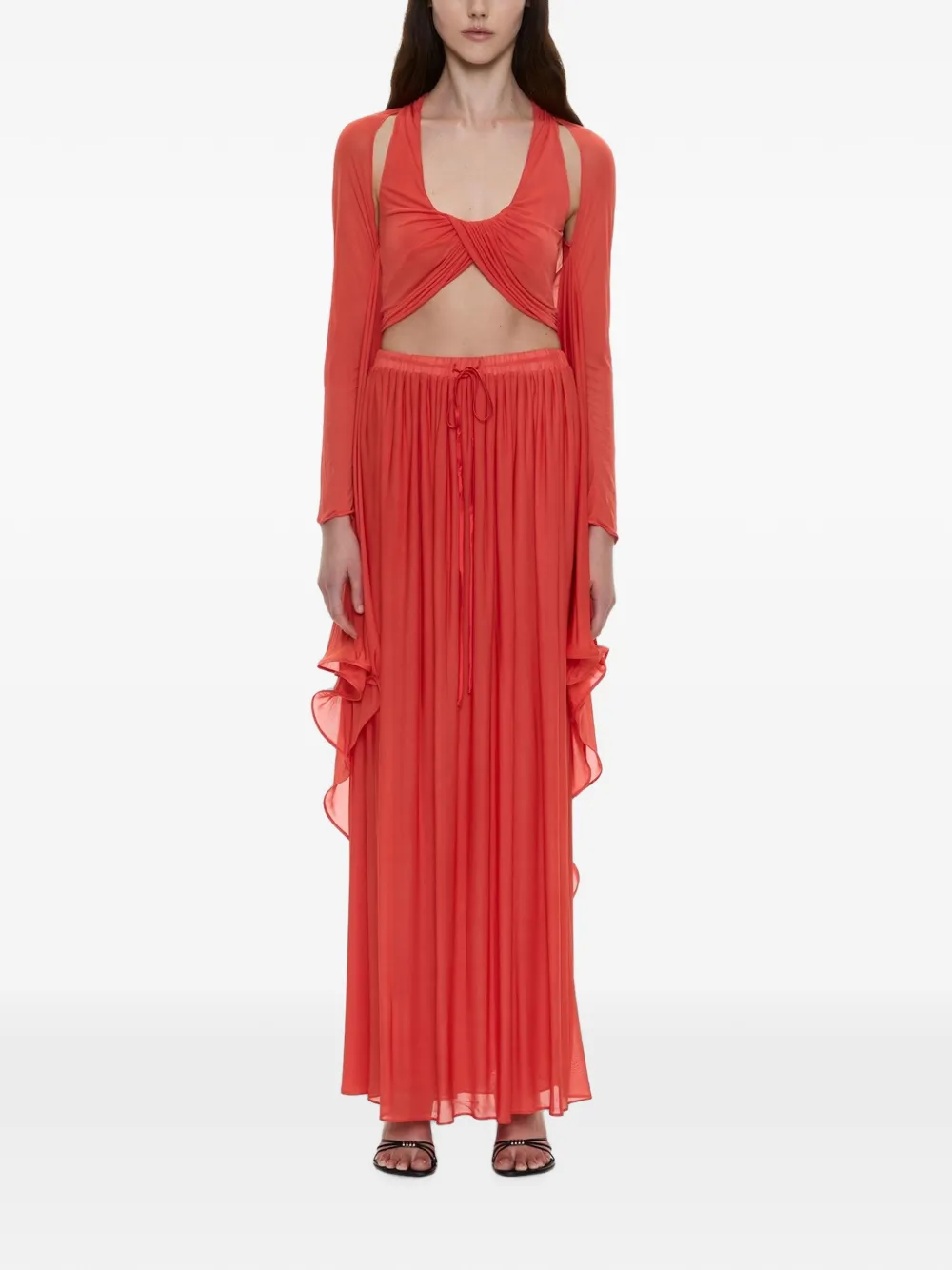 Christopher Esber robe longue Daya à taille à lien de resserrage - Rouge