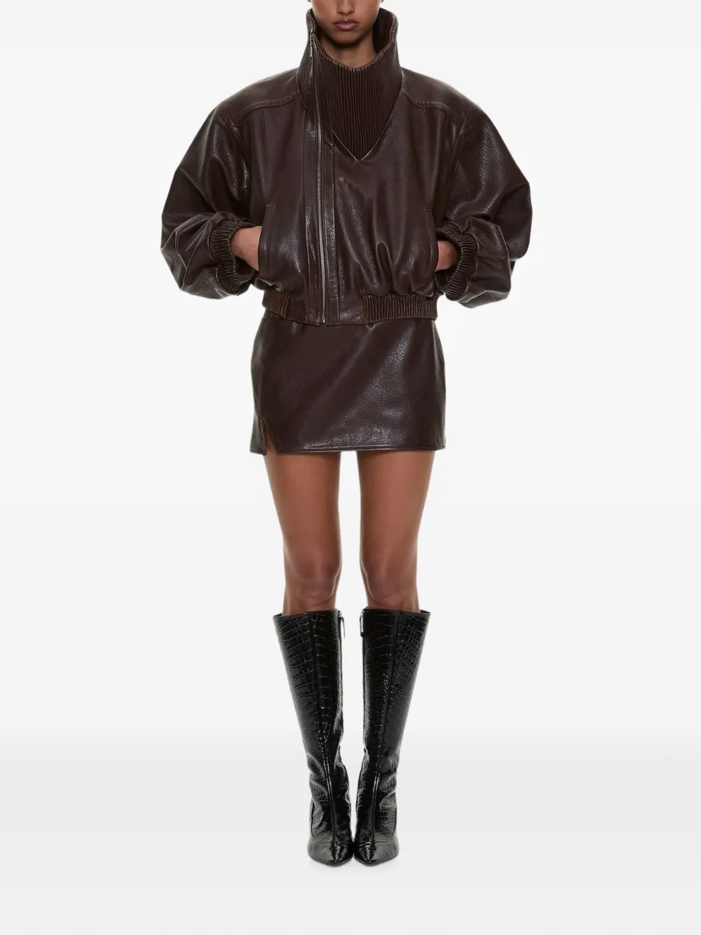Christopher Esber Alfie leren mini-rok Bruin