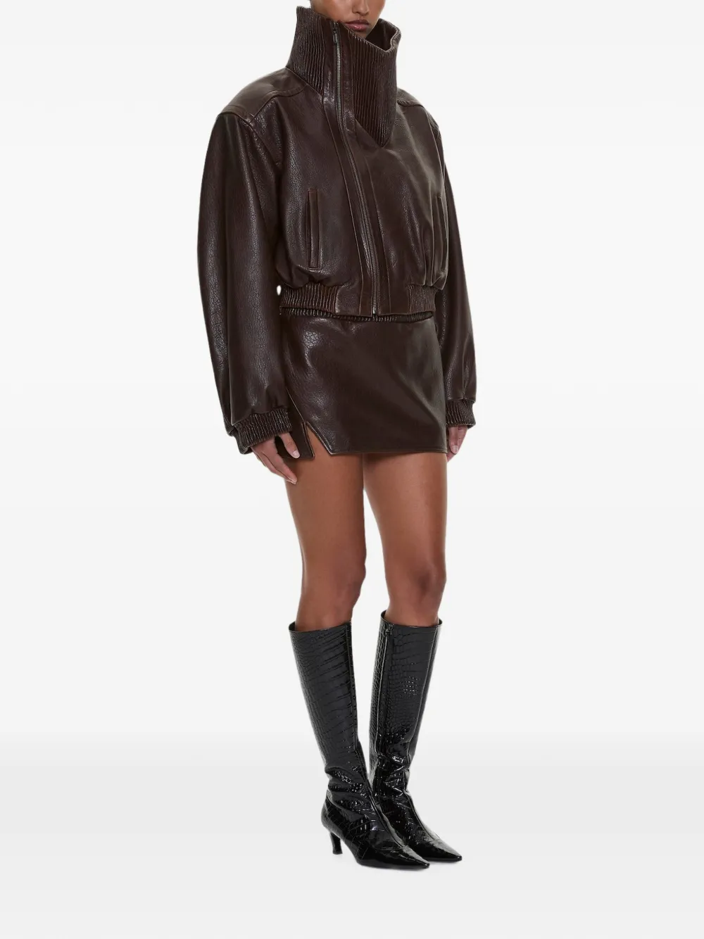 Christopher Esber Alfie leren mini-rok Bruin