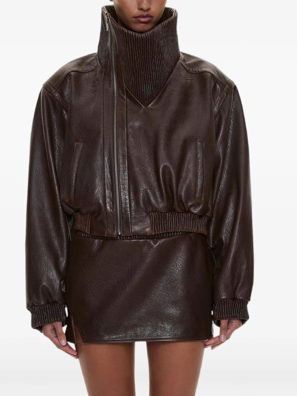 Christopher Esber Alfie leren mini-rok Bruin