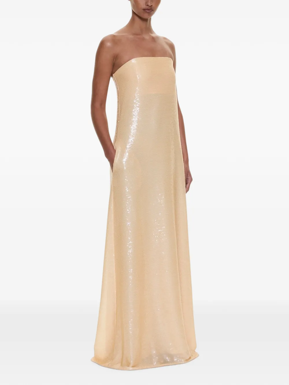 Christopher Esber Opaline strapless maxi-jurk verfraaid met pailletten Geel