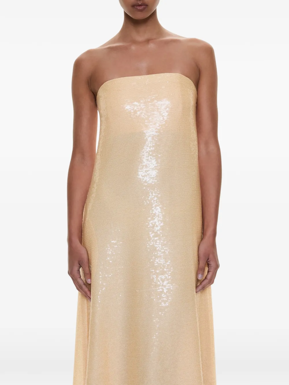 Christopher Esber Opaline strapless maxi-jurk verfraaid met pailletten Geel