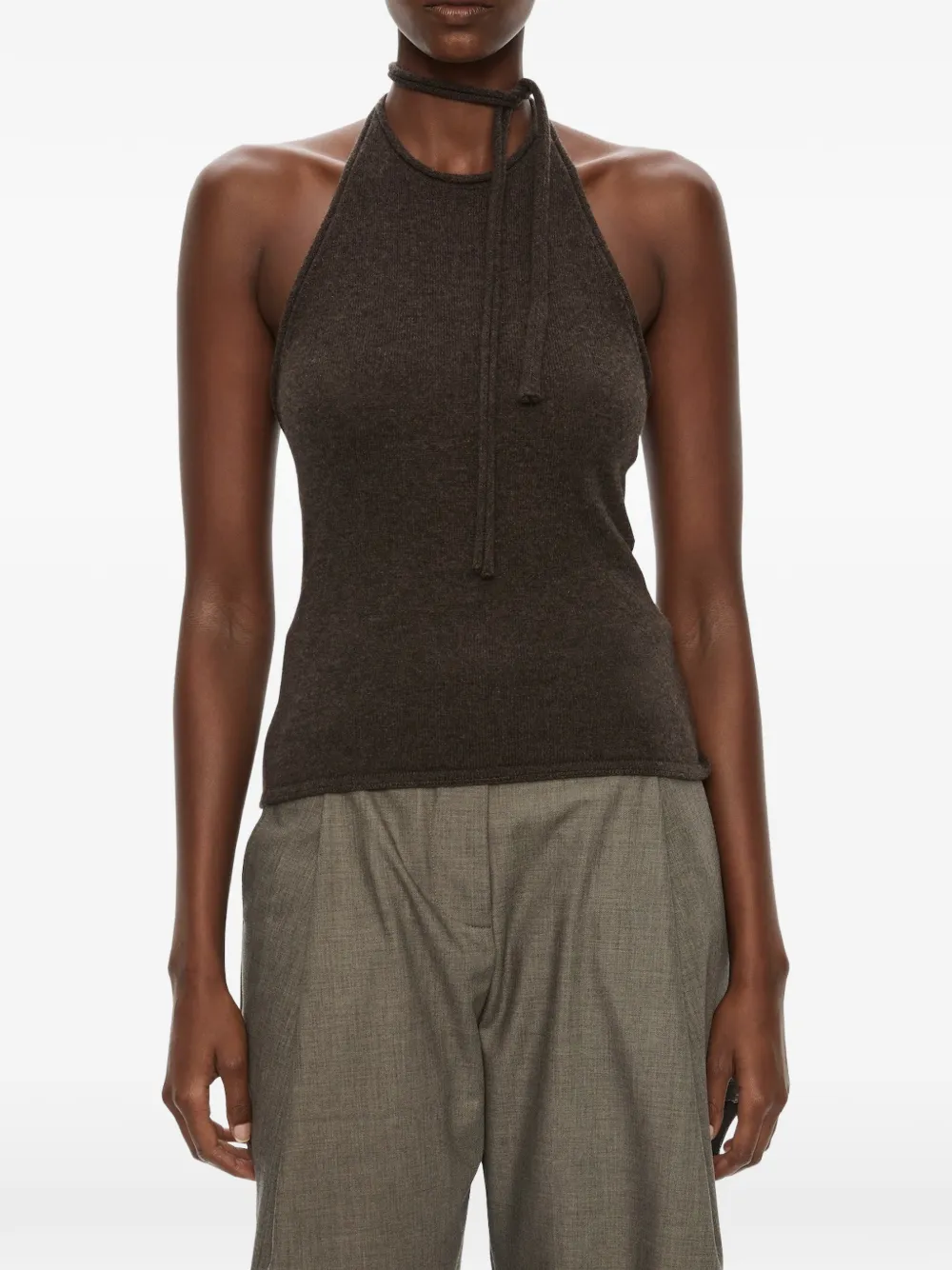Christopher Esber Top Rae in cashmere - Marrone