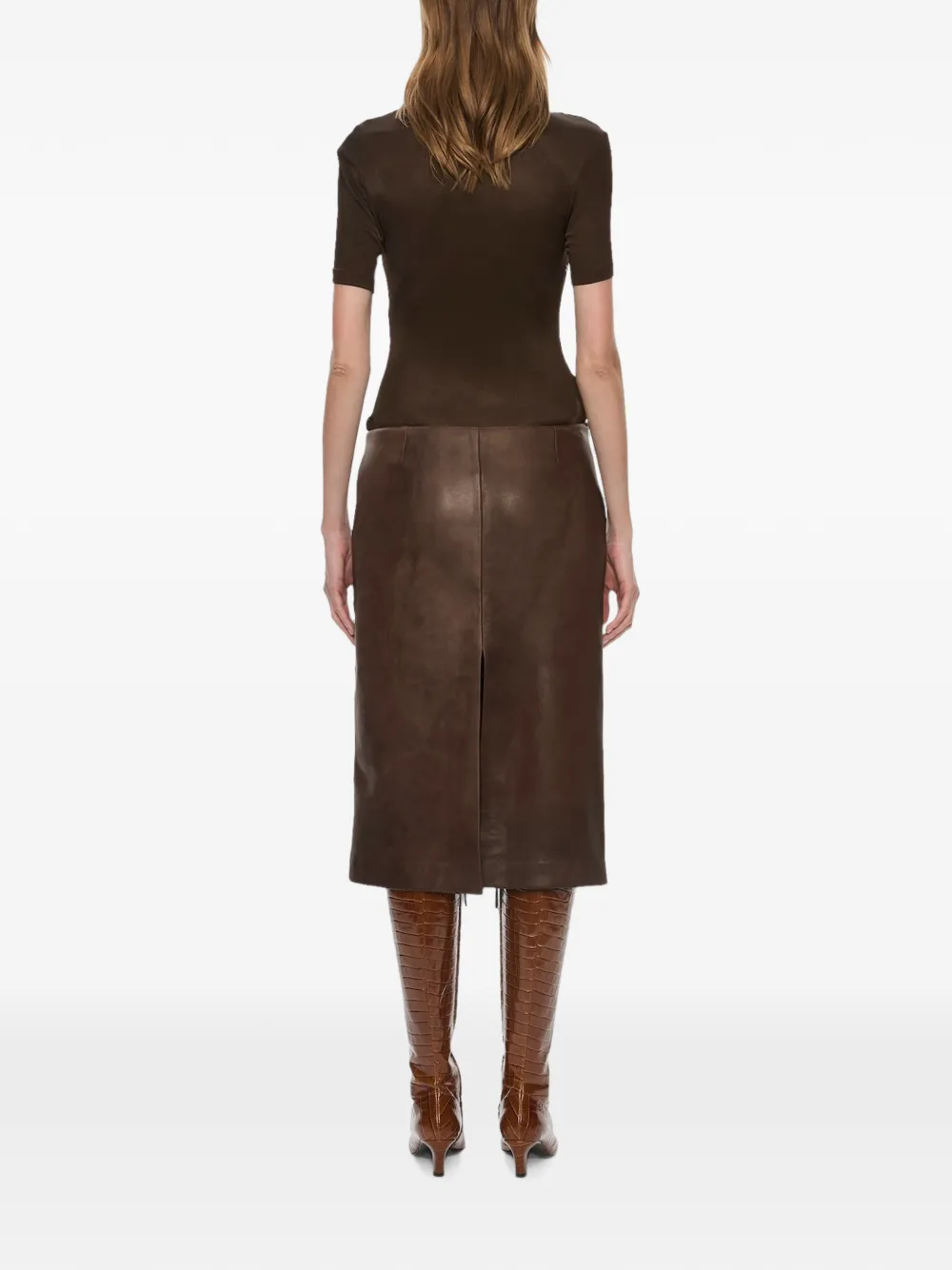 Christopher Esber Redux leren midi-jurk Bruin