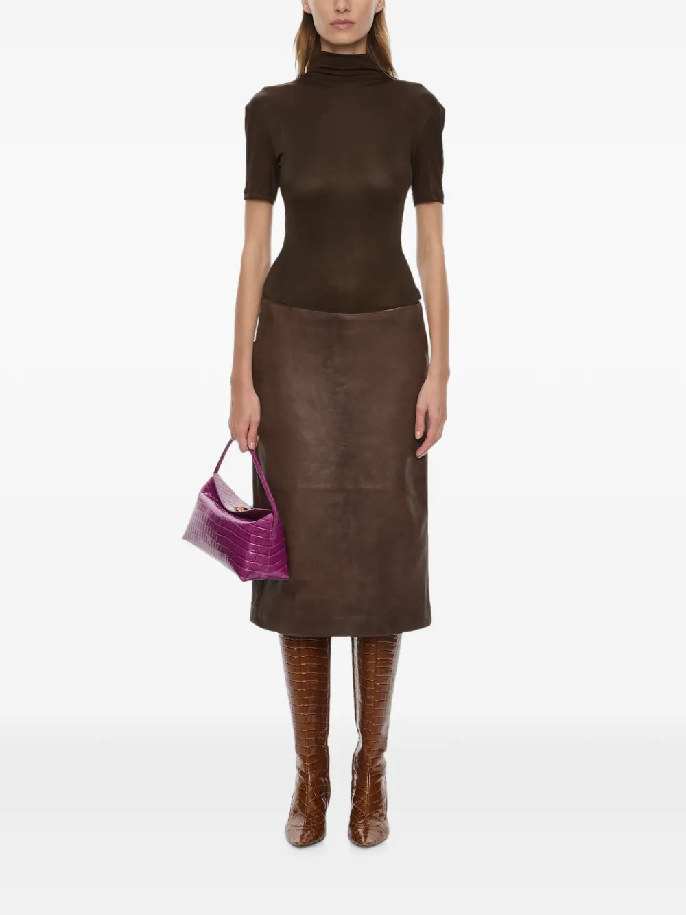 Christopher Esber robe mi-longue Redux en cuir - Marron