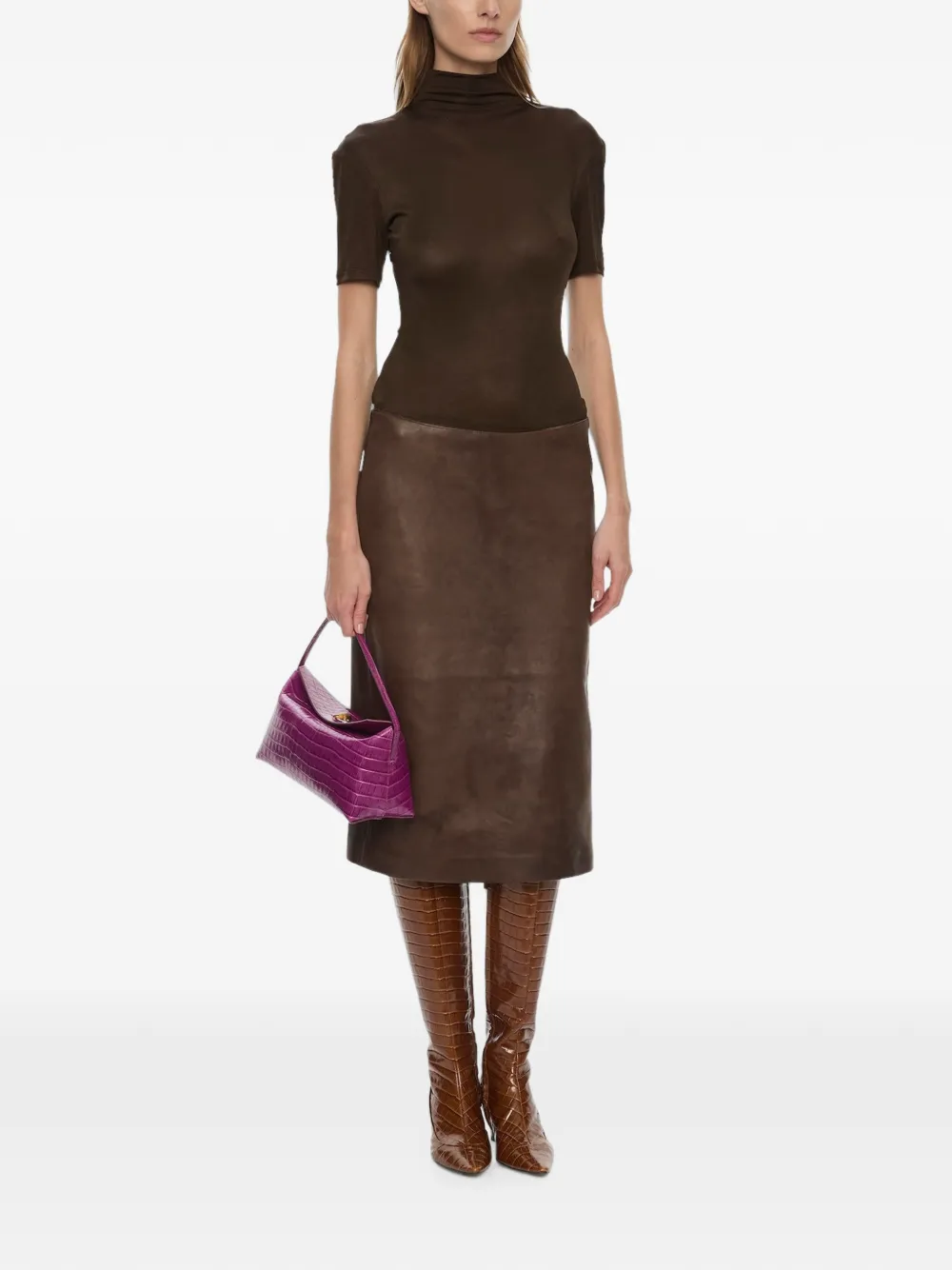 Christopher Esber Redux leren midi-jurk Bruin