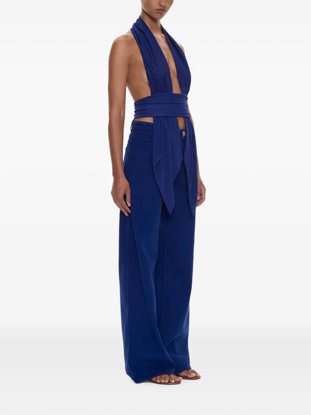 Christopher Esber Top met halternek en gedrapeerde sjaal Blauw