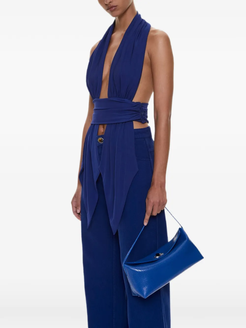 Christopher Esber Top met halternek en gedrapeerde sjaal Blauw