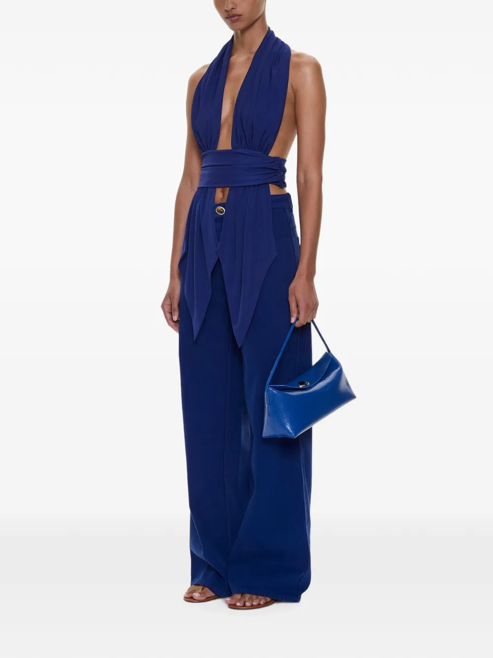 Christopher Esber Top met halternek en gedrapeerde sjaal Blauw