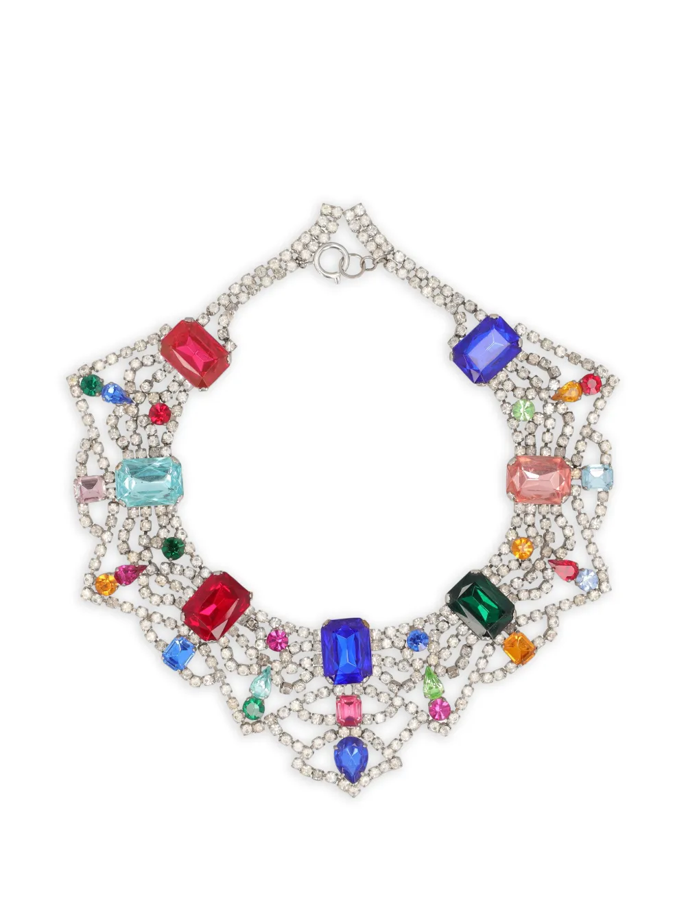 Vintage crystal-embellished necklace - Argento