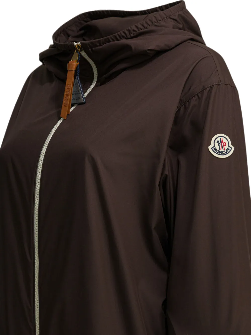Moncler Jack met capuchon en logopatch Bruin
