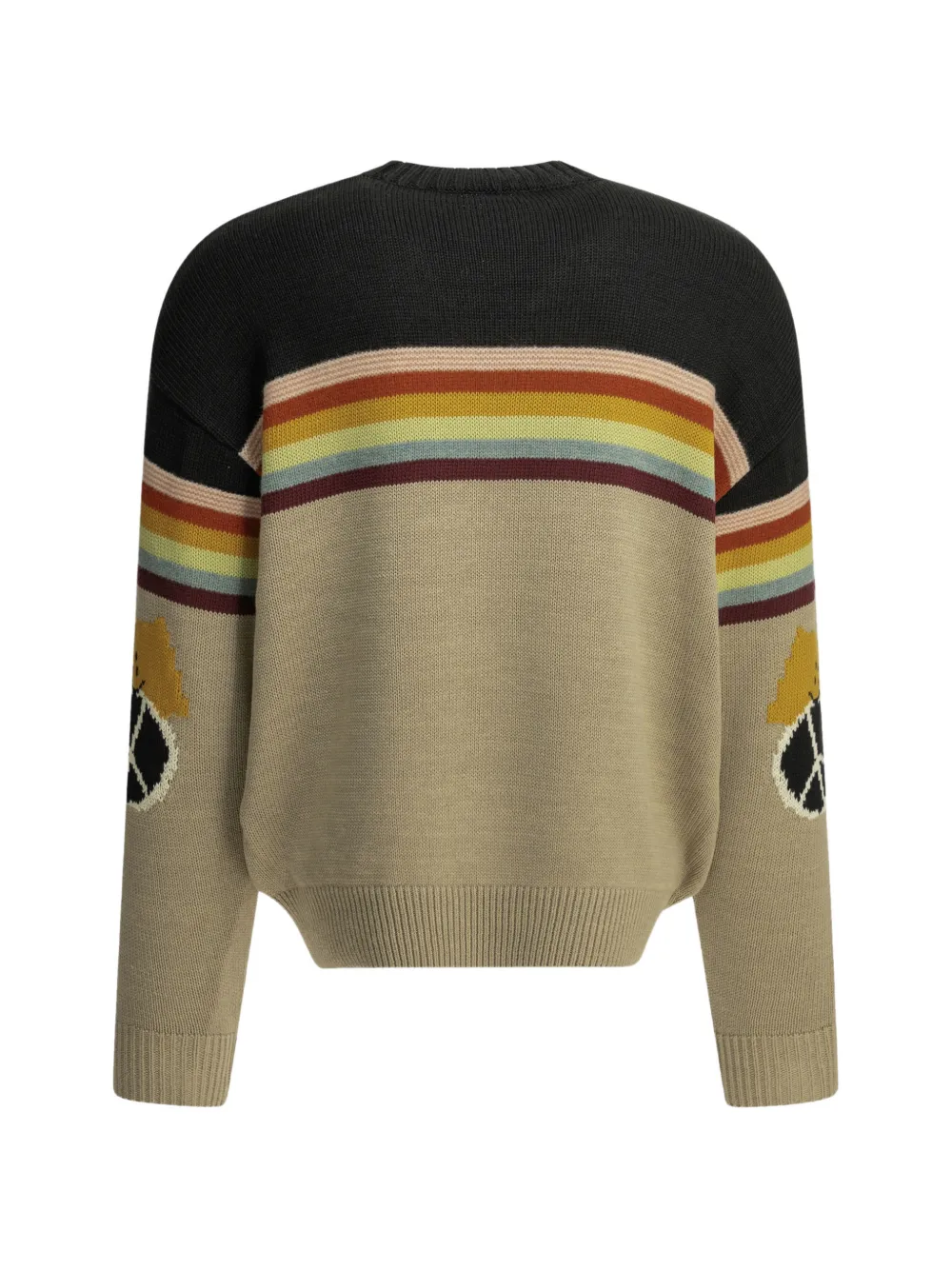 KAPITAL Gestreepte trui met vredesteken Beige