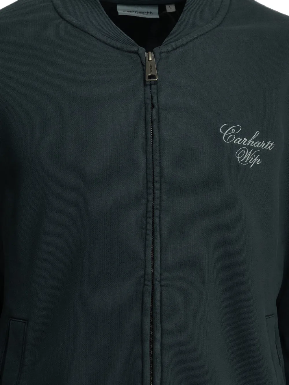 Carhartt WIP Longhand sweater met geborduurd logo en rits Groen