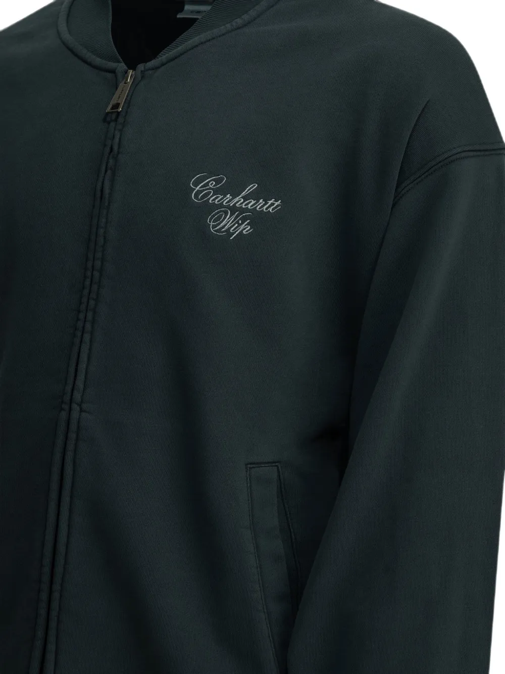 Carhartt WIP Longhand sweater met geborduurd logo en rits Groen