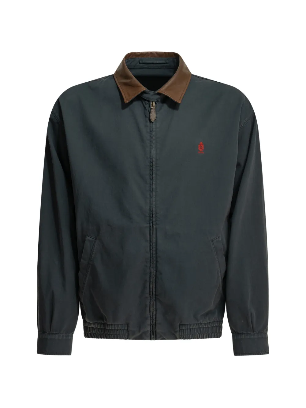 Prada Bestickter Mantel mit Kontrastkragen - Blau