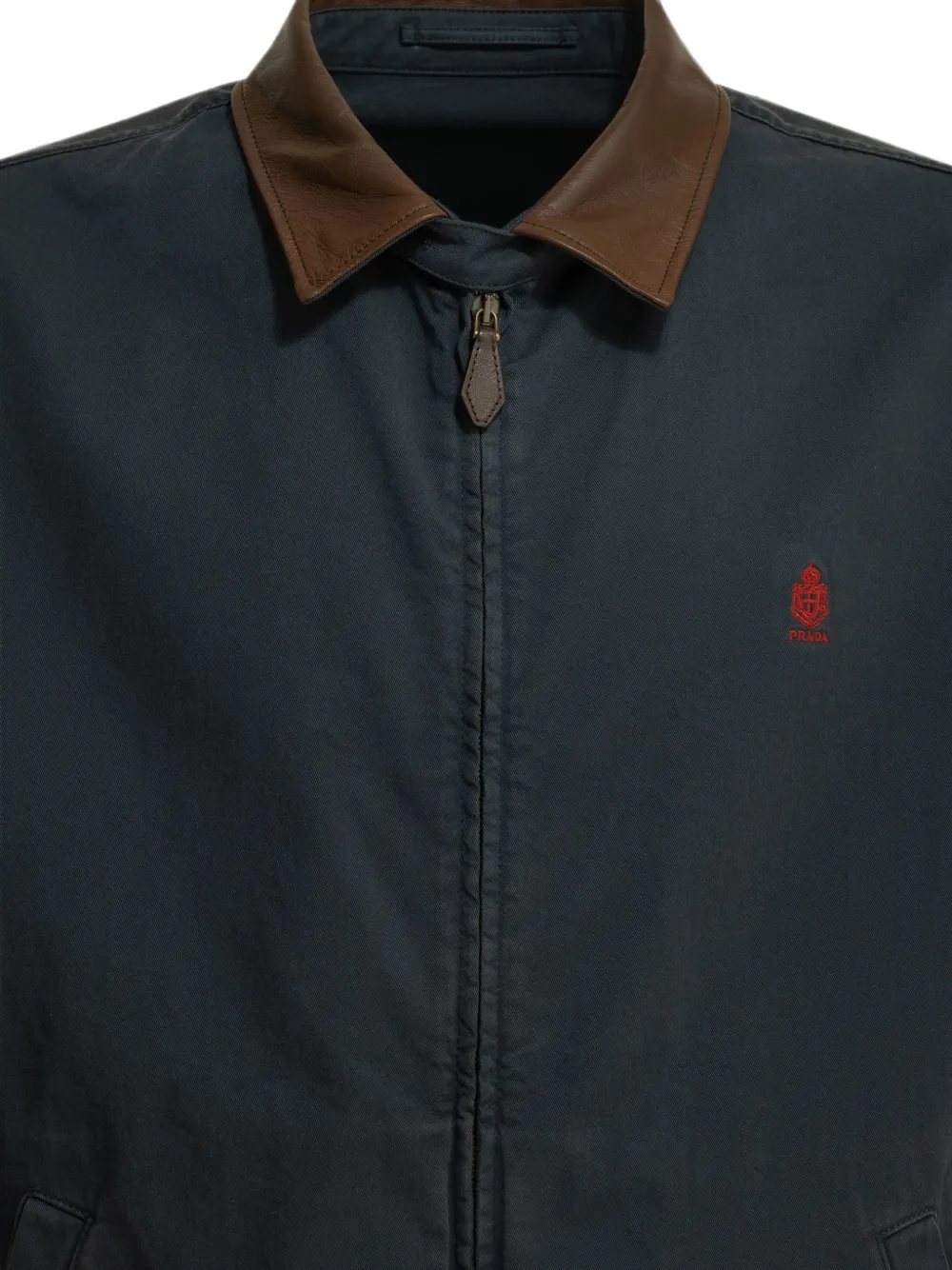  Prada Logo-embroidered Contrast-collar Coat - Azul 