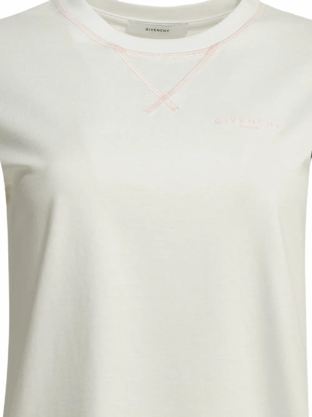 Givenchy T-shirt met geborduurd logo en V-stiksel Beige