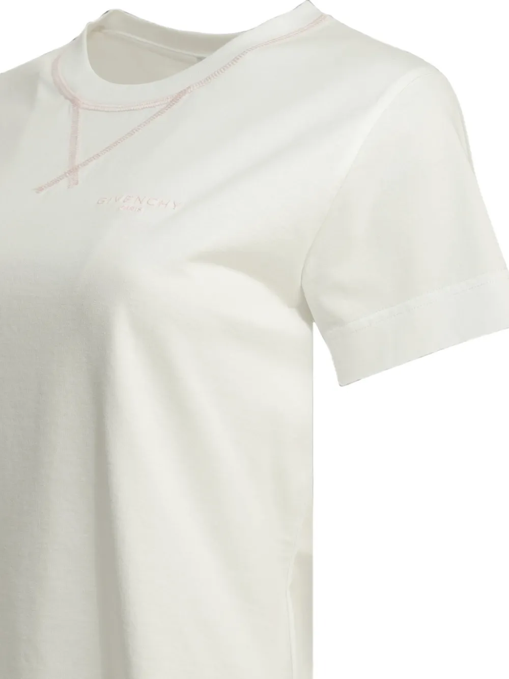 Givenchy T-shirt met geborduurd logo en V-stiksel Beige