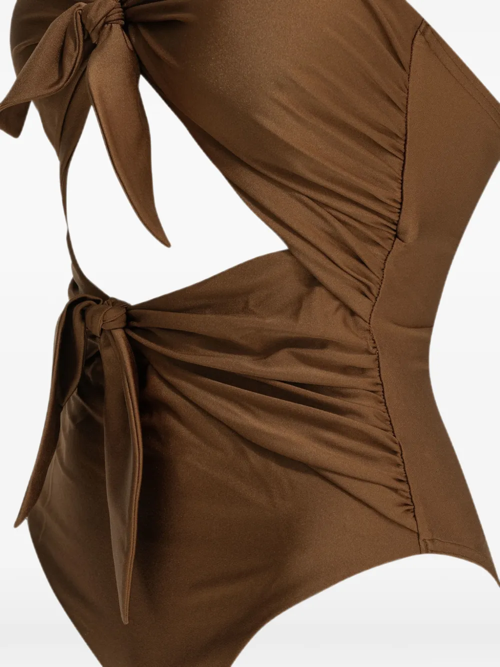 ZIMMERMANN Badpak met strikdetail en uitgesneden details Bruin