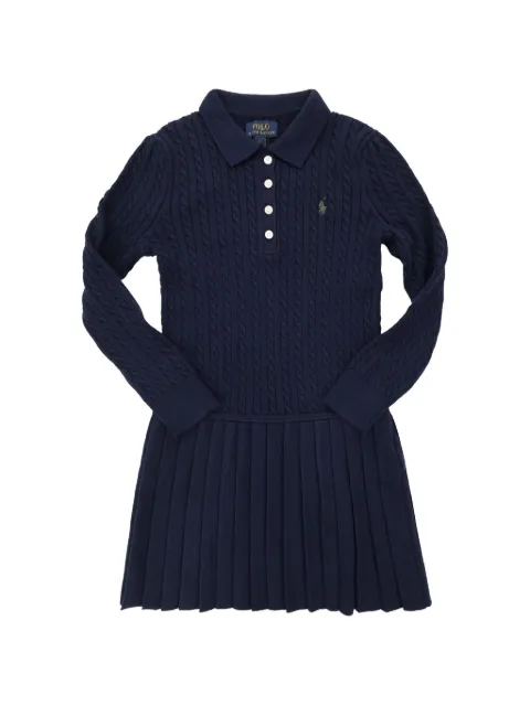 POLO RALPH LAUREN KIDS kabelstrikket kjole med plisseringer