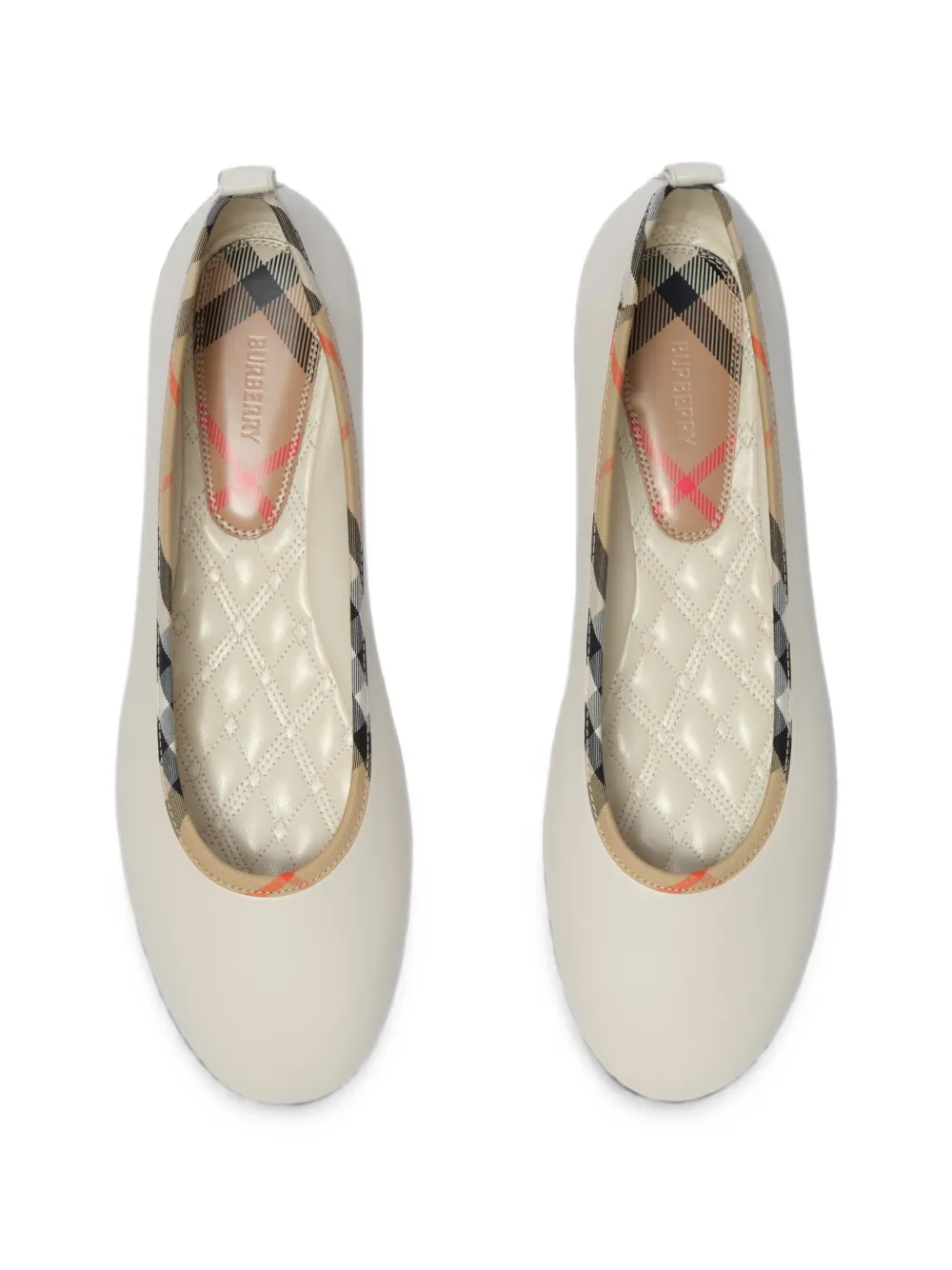 Burberry Check-trim leather Robin ballerinas Beige