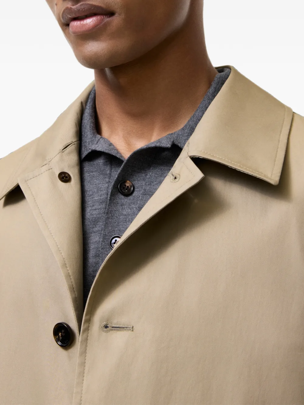 Burberry Meadowbank jas met contrasterende kraag Beige