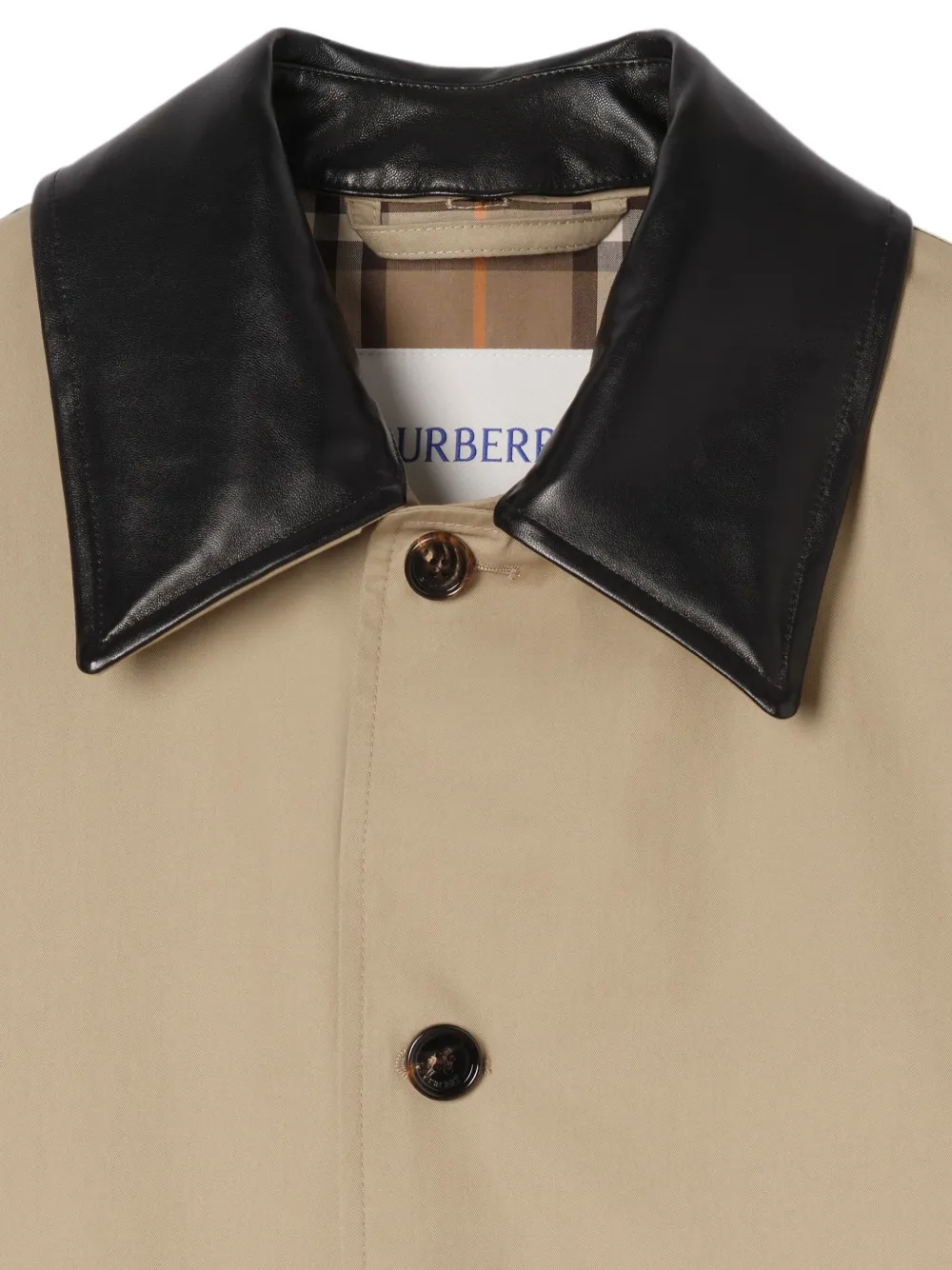 Burberry Meadowbank jas met contrasterende kraag Beige