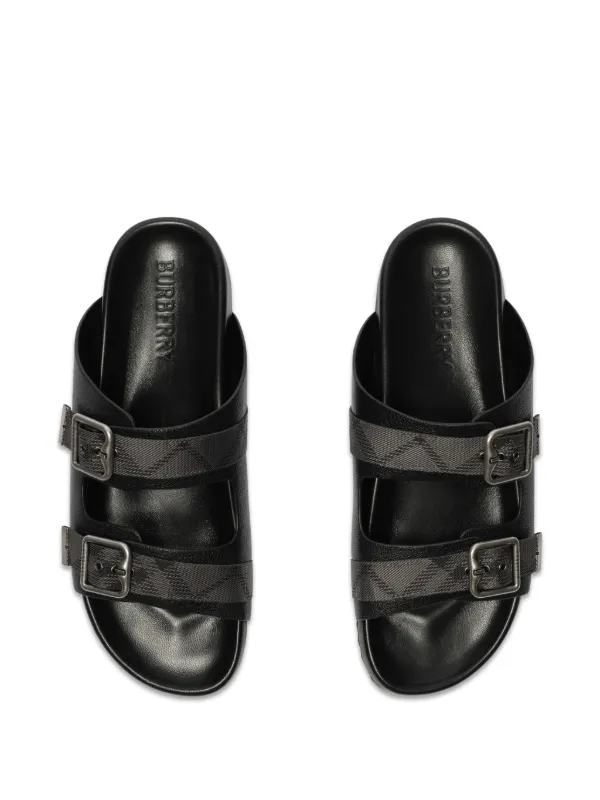 Burberry Urchin レザーサンダル | ブラック | FARFETCH JP