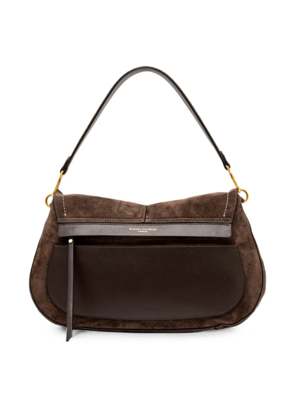 GIANNI CHIARINI Grote Helena Round suède schoudertas Bruin