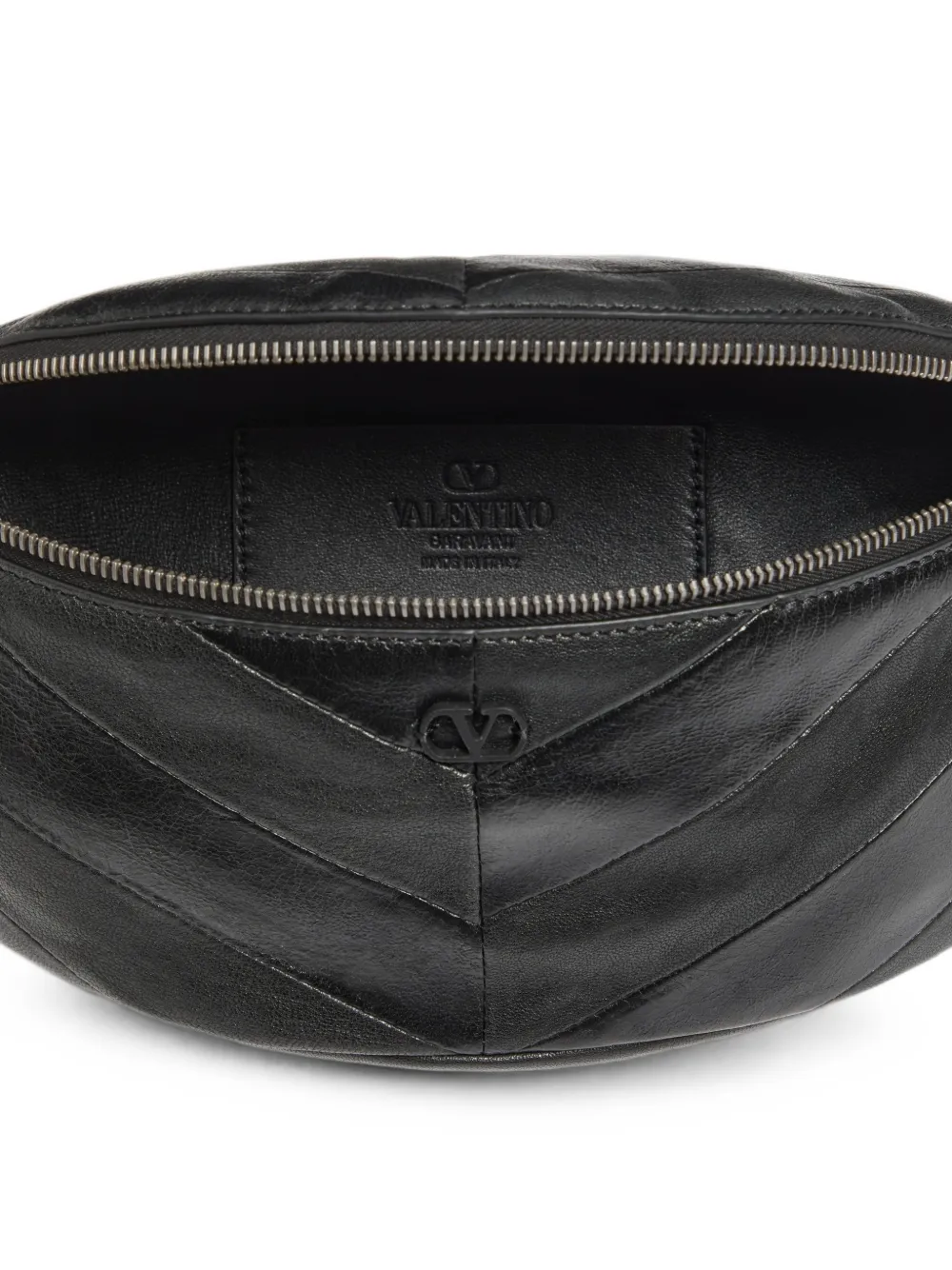 Valentino Garavani Jean heuptas van nappa leer met chevron-patroon en patchwork Zwart