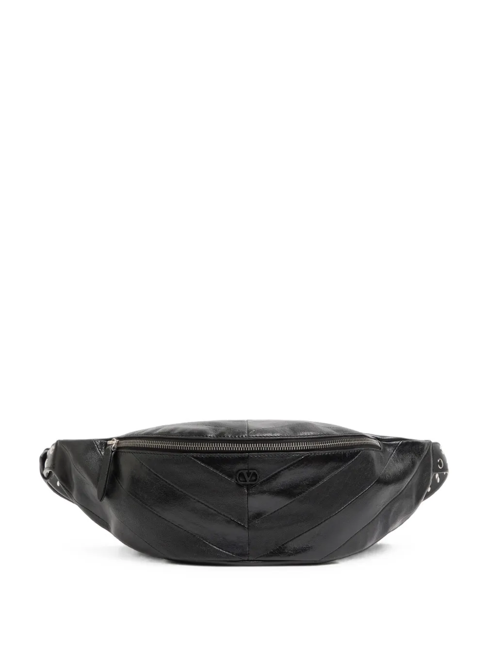 Valentino Garavani Borsa Jean in nappa con design patchwork e motivo chevron - Nero