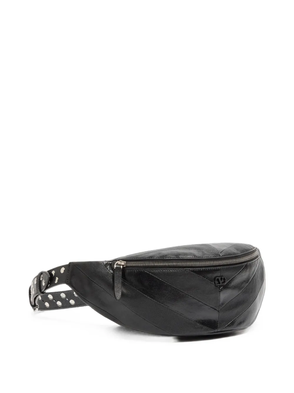 Valentino Garavani Jean heuptas van nappa leer met chevron-patroon en patchwork Zwart