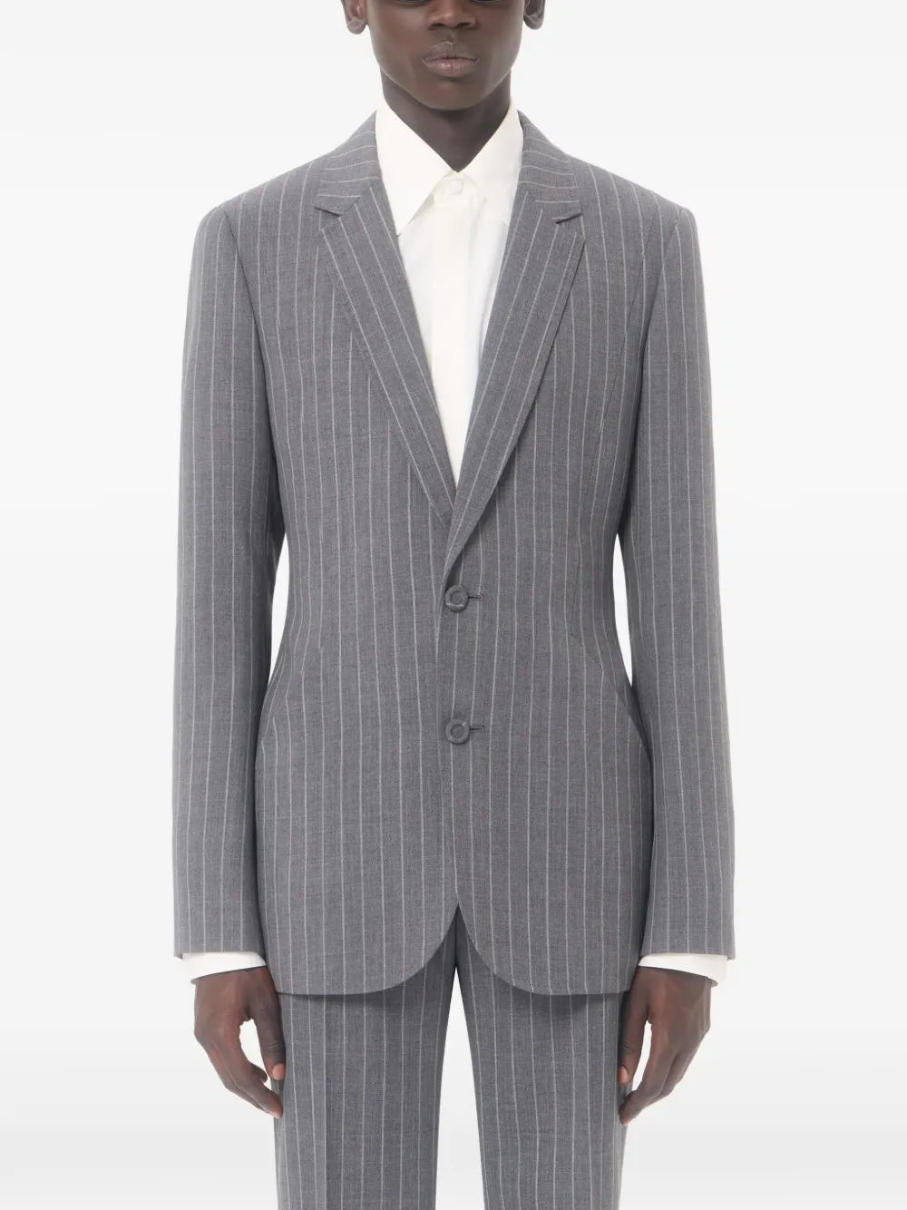 Valentino Garavani Blazer met krijtstreep en enkele rij knopen Grijs