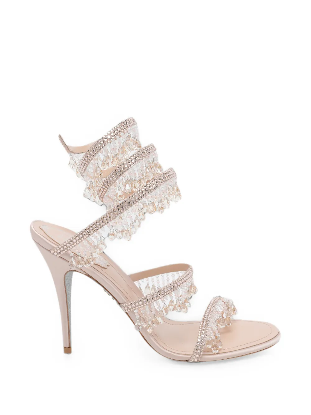 René Caovilla crystal-embellished Jahanara sandals Beige