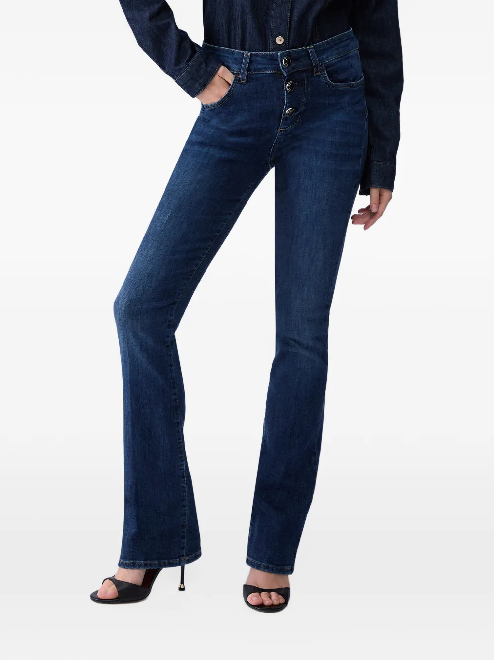 LIU JO Skinny jeans met logopatch Blauw