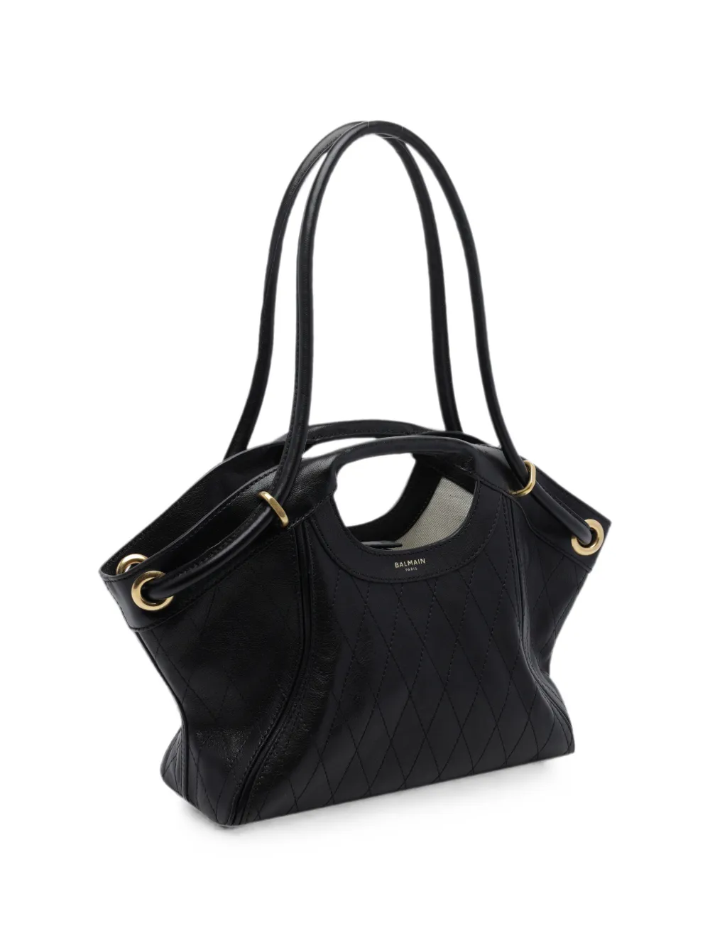  Balmain Medium Quilted Tote Bag - Negro 