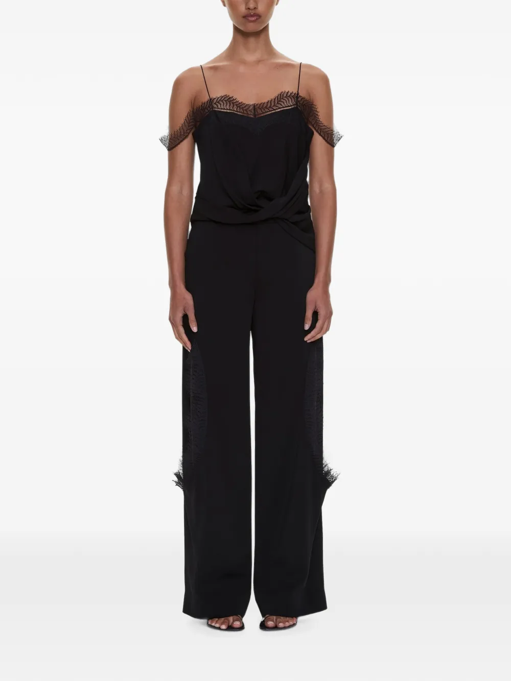 Christopher Esber Miro top met kanten afwerking Zwart