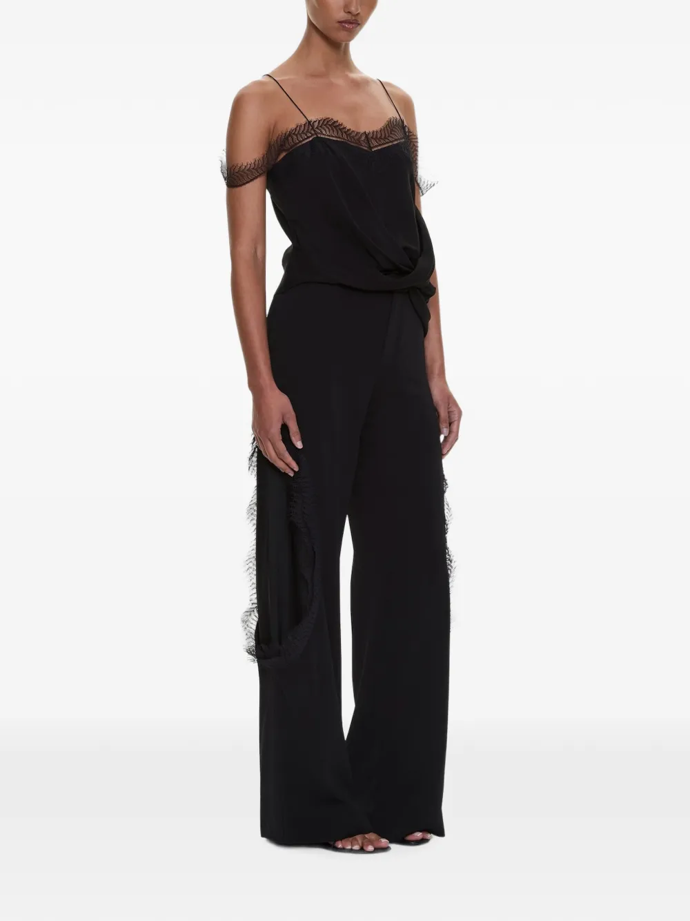 Christopher Esber Miro top met kanten afwerking Zwart
