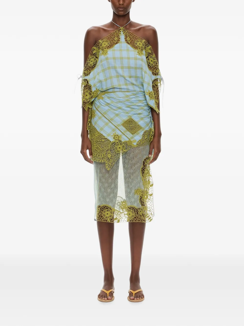 Christopher Esber robe mi-longue volantée - Bleu Christopher Esber robe mi-longue volantée - Bleu