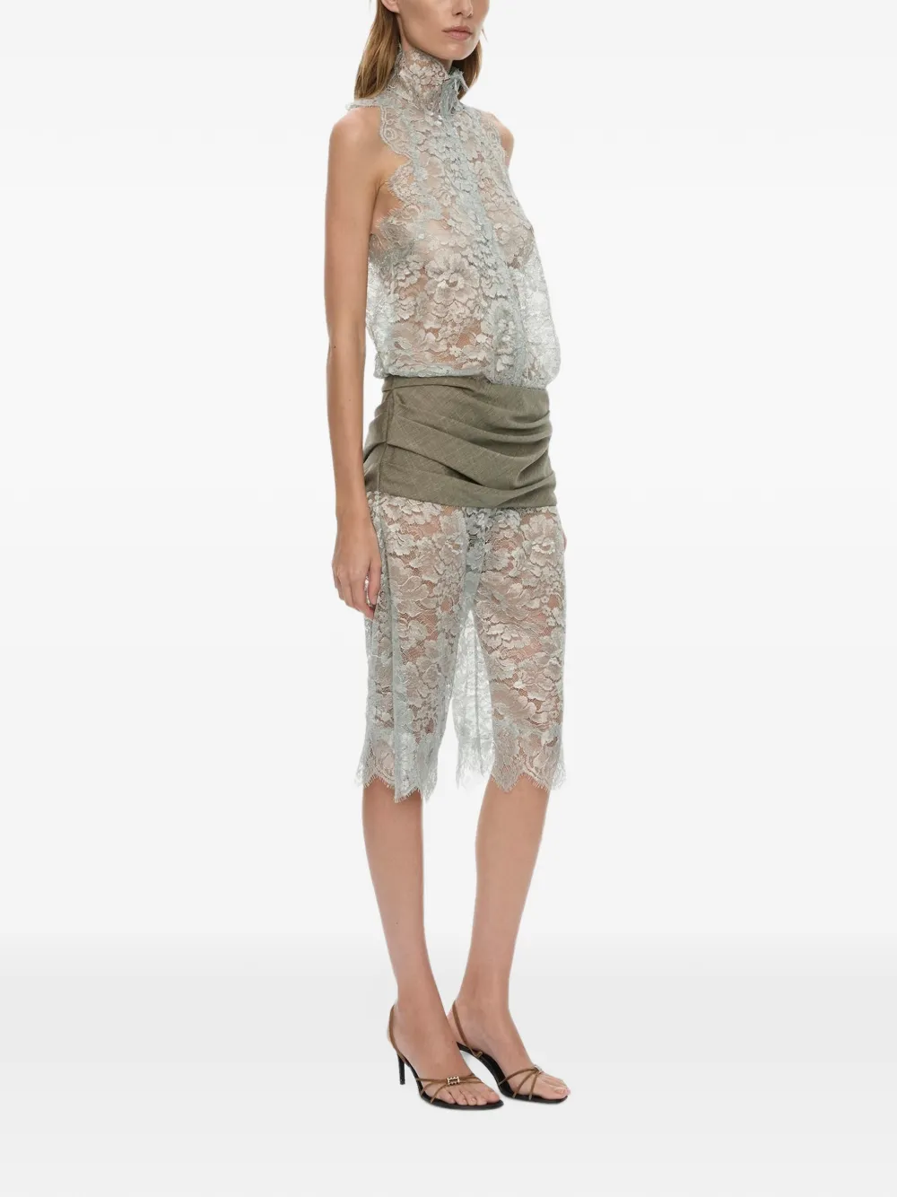 Christopher Esber Shorts met cummerbund en kant Grijs