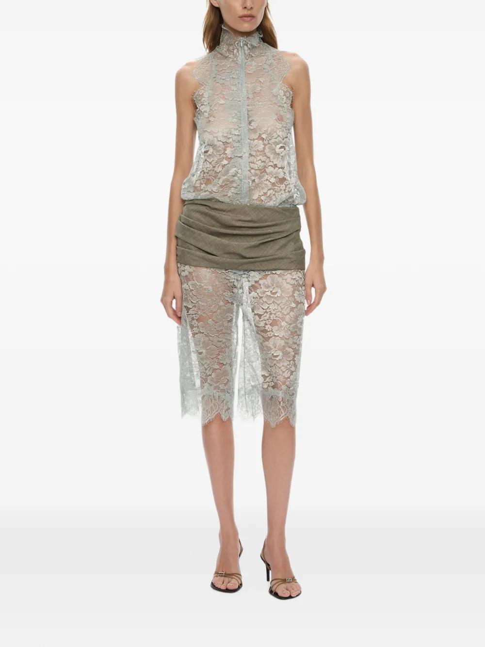 Christopher Esber lace cummerbund shorts - Grey