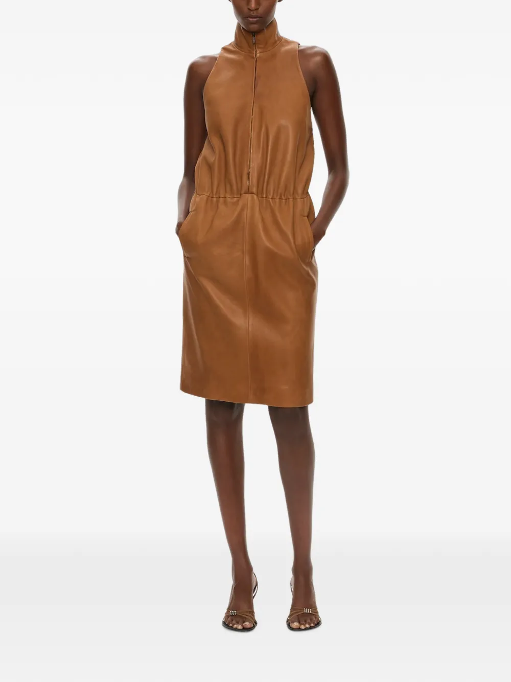 Christopher Esber robe courte Dannie en cuir - Marron