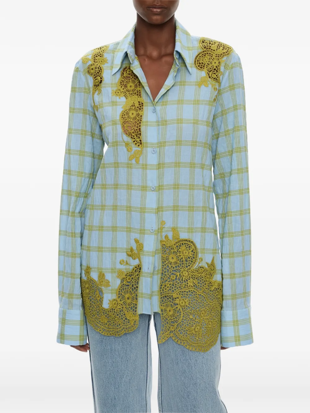 Christopher Esber Camicia Maya con ricamo - Blu